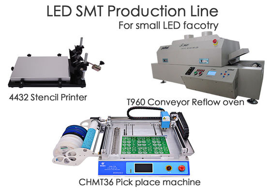 Linea di produzione del LED SMT CHMT36 Chip Mounter, stampatore dello stampino, forno T960 di riflusso, per la piccola fabbrica