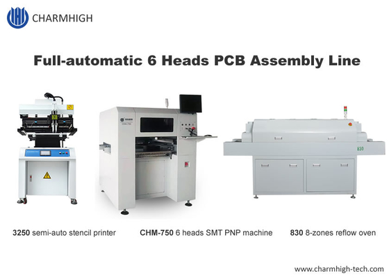 Linea di produzione di SMT di 6 teste stampante 3250, commutatore automatico dello schermo di 13000cph dell'ugello CHM-750