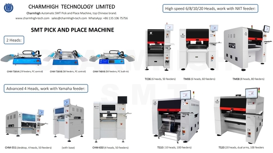 Charmhigh 2025 Tutti i modelli 10 Tipi di SMT Pick and Place Machine 2,4,6,8,10,20 Testa Fabbricazione di PCBA