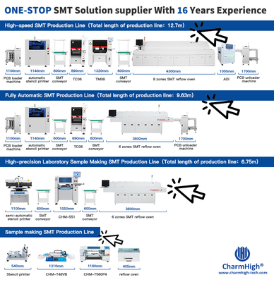 Charmhigh SMT PCB assembly line con stampante GKG-GSE e reflow a 8 zone