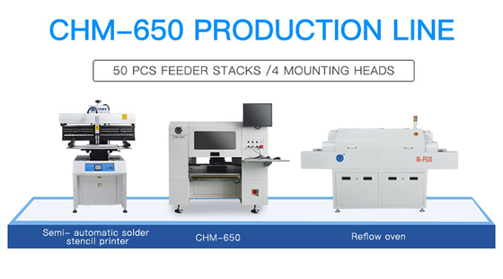 Genius 4 teste Desktop SMT Pick Place Machine CHM-650 con 50 alimentatori