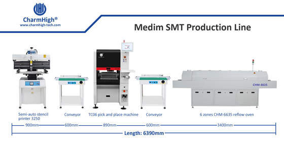Linea di produzione SMT media, 6 teste TC06 Assemblaggio completo PCB PCBA Manufacturing