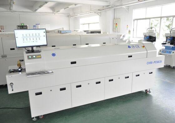 Forno a riflusso senza piombo CHM-PC6635 con controllo PC, 6 zone di temperatura e area di riscaldamento 2200*350mm per saldatura SMT
