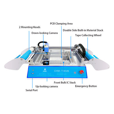 Assemblaggio SMT a doppia faccia CHMT36VB Macchina pick and place da tavolo 58 alimentatori