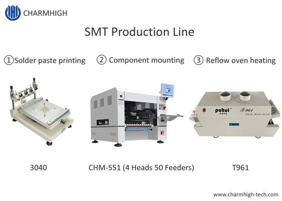 Linea di produzione SMT piccola ad alta precisione 3040 Stensil Printer CHM-551 SMT Chip Mounter Reflow Oven T961