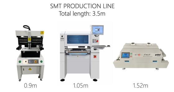 Lunghezza totale 3,5 m Linea di produzione SMT piccola ad alta precisione 0201, BGA, IC a 144 pin