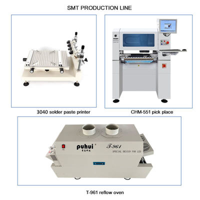 Linea di produzione SMT piccola ad alta precisione 3040 Stensil Printer CHM-551 SMT Chip Mounter Reflow Oven T961