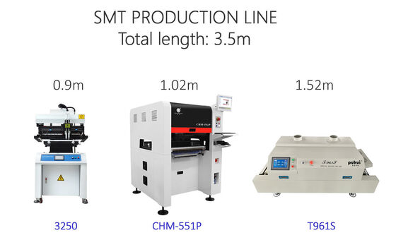 Lunghezza totale 3,5 m Linea di produzione SMT piccola ad alta precisione 0201, BGA, IC a 144 pin