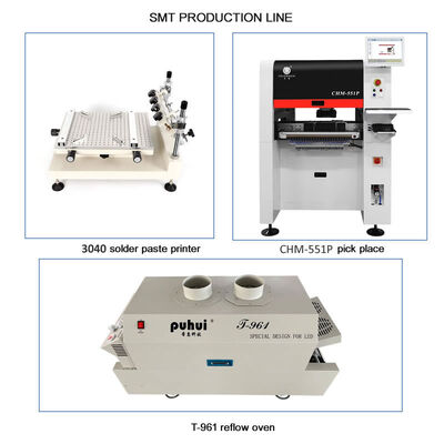 Linea SMT piccola ad alta precisione con stampante 3040, montatore CHM-551 e forno T961