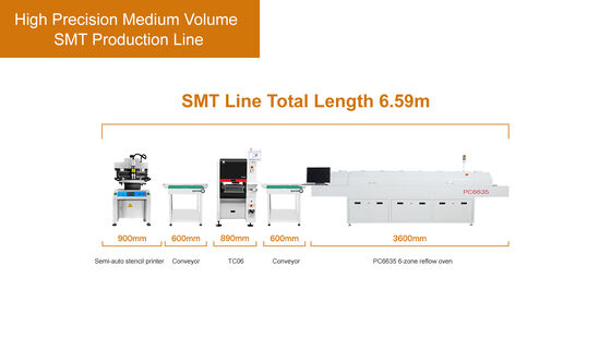 6 TC06 Linea di produzione SMT semiautomatica per l'assemblaggio di PCB e la produzione di PCBA